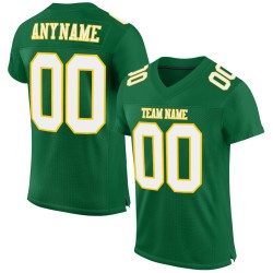 Maillot de football authentique personnalisé en maille vert Kelly blanc-or