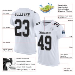 Maillot de football authentique personnalisé en maille blanc, noir et gris
